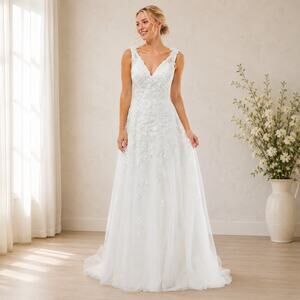 Bridal Wedding Gown Dress Size Small White Embroidered Beaded Ball Gown Lulus